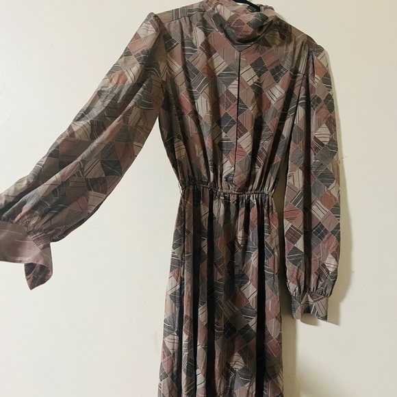 Vintage 80s does 40s Dress Long Sleeve - Picture 3 of 16